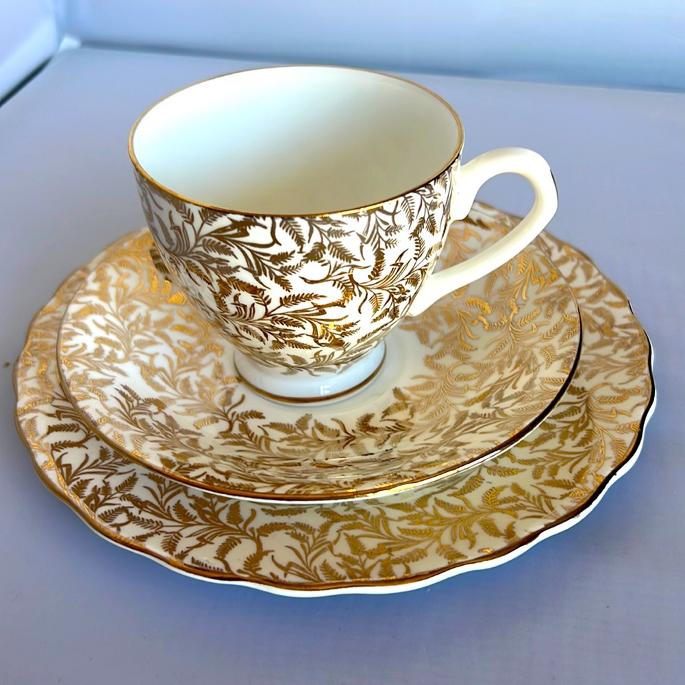 Royal Seagrave Bone China Vintage Teacup, Saucer & Dessert Plate